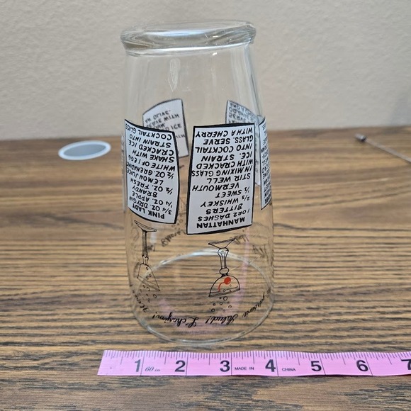 VTG Cocktail Recipe Barware Glass Drink Shaker NO LID SEE DESC - Picture 8 of 14